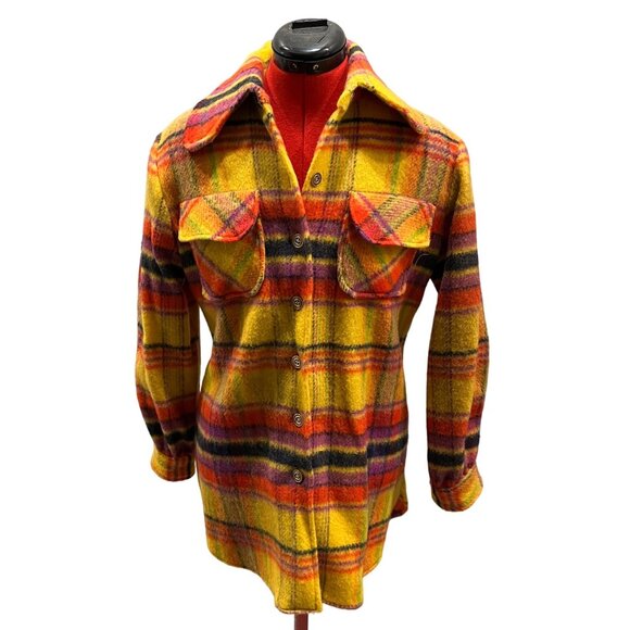 Vintage 60s/70s Wool Plaid Jacket Size 14 - Picture 1 of 9